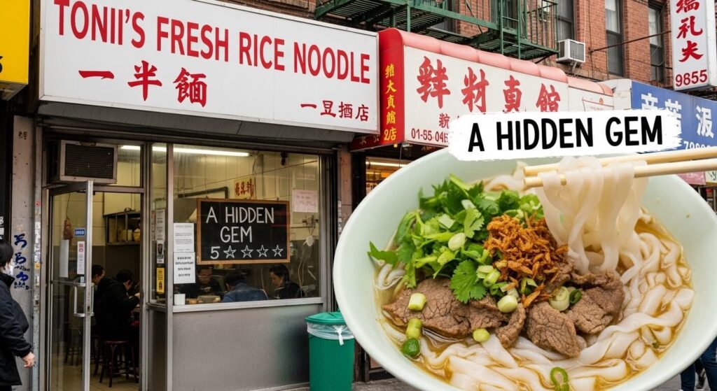 Tonii's Fresh Rice Noodle review- A Hidden Gem in New York’s Chinatown. Chinatown, NYC, is a busy district filled with numerous Chinese restaurants, all competing to serve the most authentic and traditional food. Tonii's Fresh Rice Noodle stands out with its name, one-of-a-kind fresh hand-pulled rice noodles, and traditional dishes. 